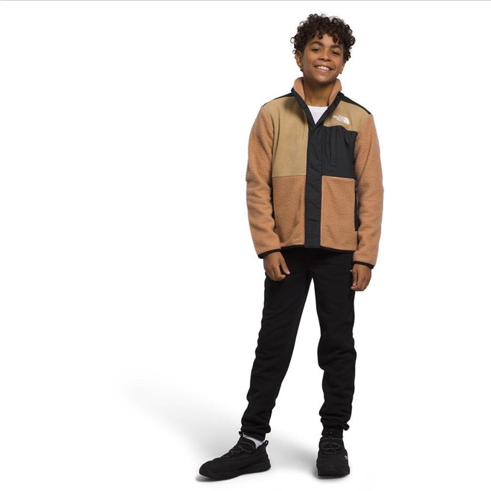 The North Face boys Black and Tan fleece Jacket